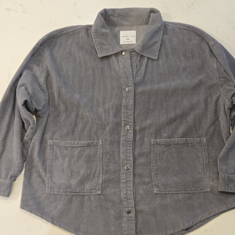 Celebrity Pink Women's Casual Gray Corduroy Jacket